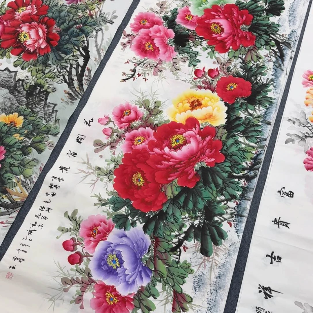 康***桥国画尺寸70X180纯手绘作品