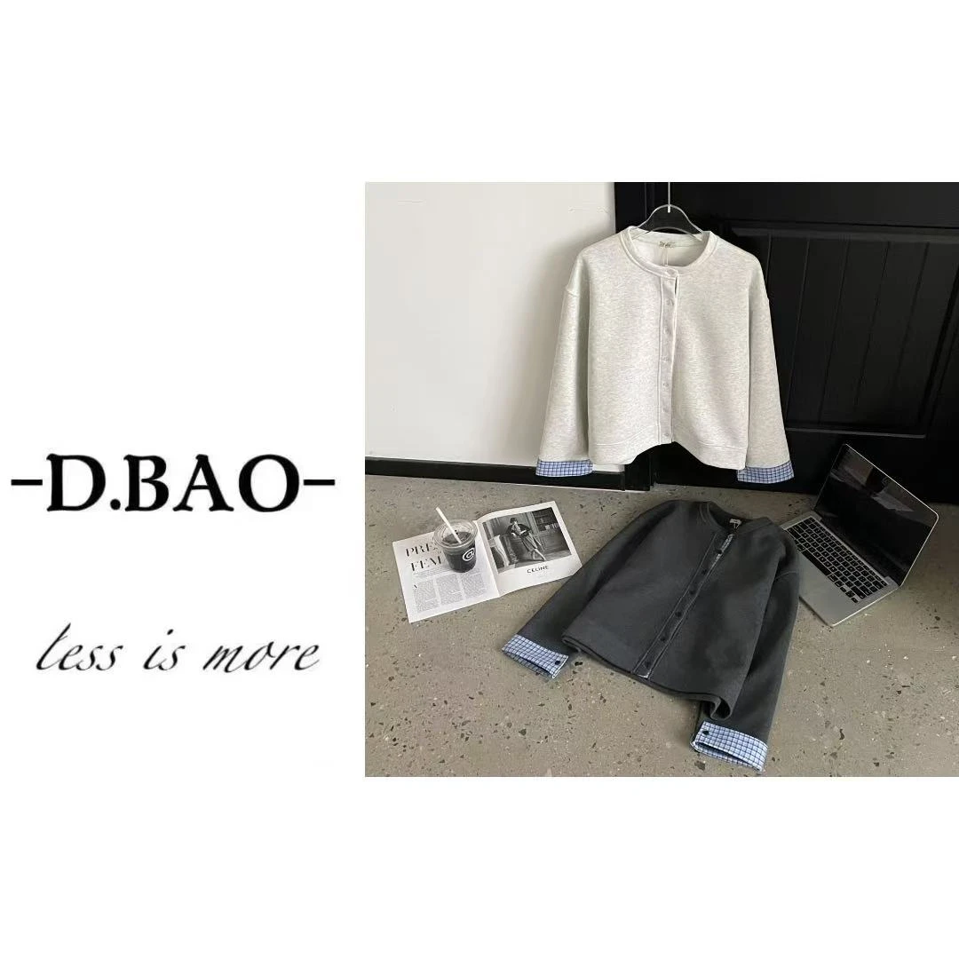 MUMU-春季新款拼格子衫圆领单排扣假两件开衫302号09628