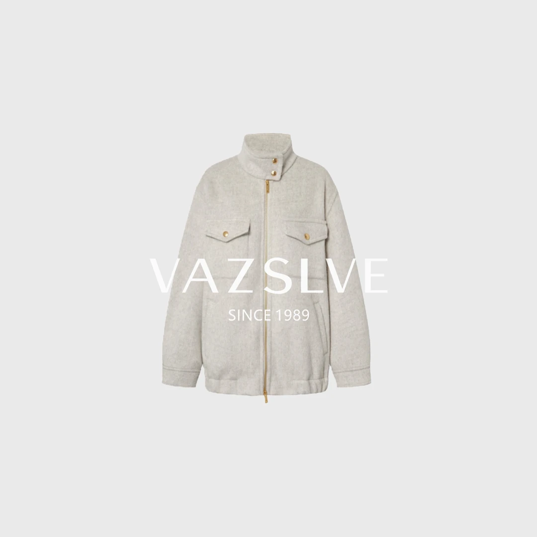 【VAZSLVE/全新奢品】工装风金属拉链双面呢外套T21