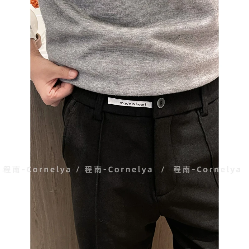 C / Cornelya 厚款复合绒 双针织竖条工艺简约百搭直筒休闲裤男款