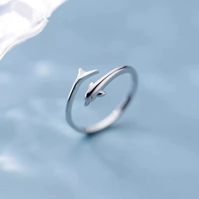 足银戒指 纯银戒指新款海豚足银999女戒网红新品送女友情人节礼物