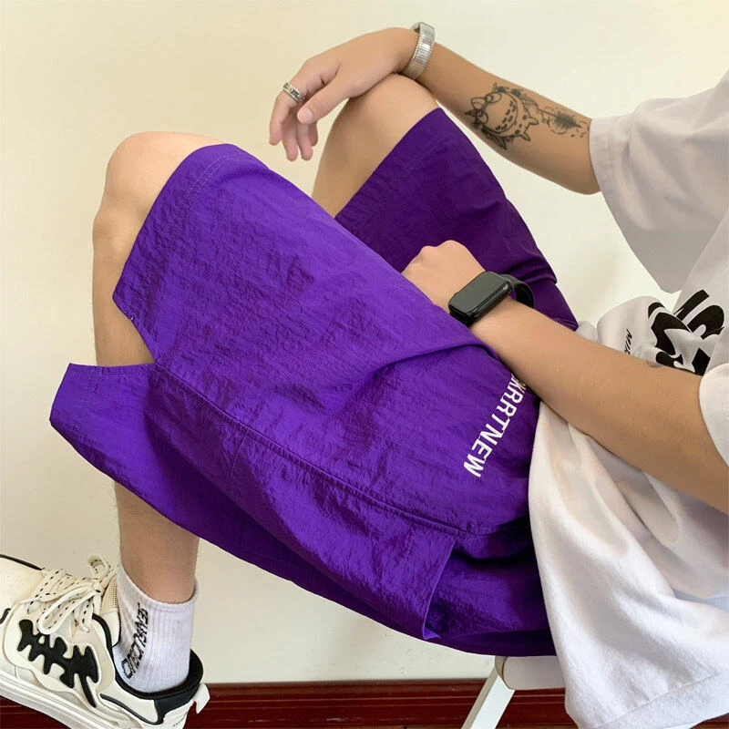 2025夏季新款男士绣花短裤休闲裤宽松外穿裤子百搭速干五分裤中裤