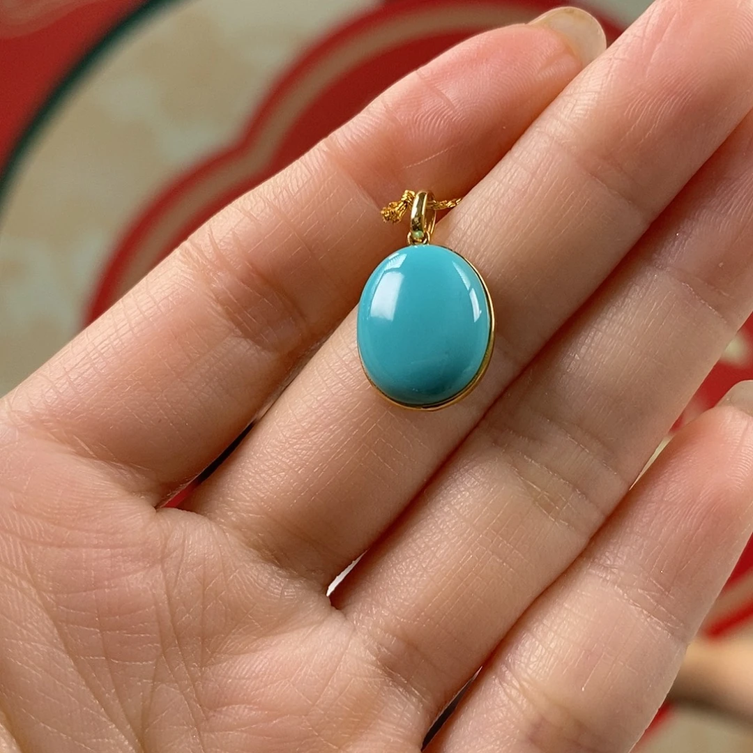 绿松石18K金镶嵌珠宝奇石