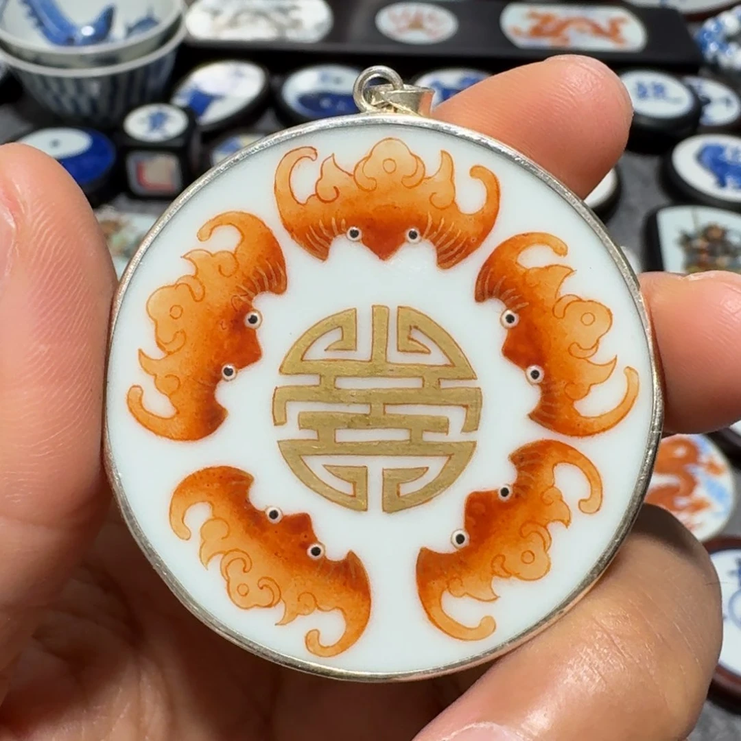 瓷片何*五福挂件一个