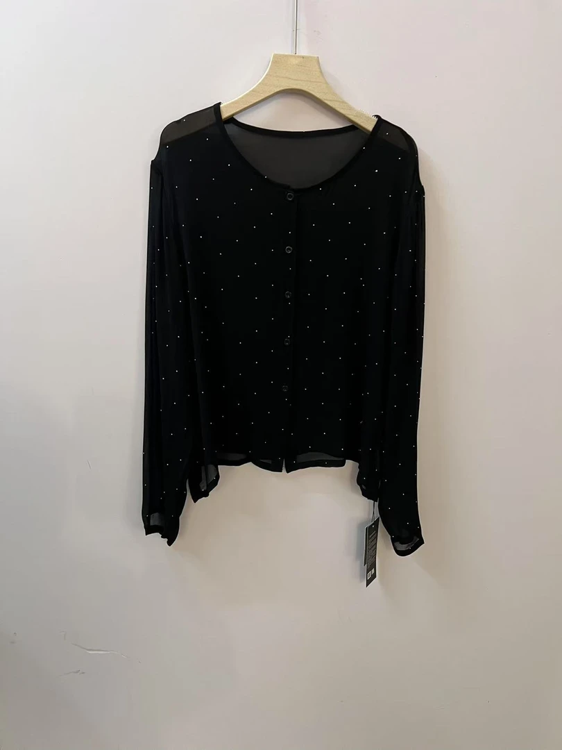 【MINERFUSHI】轻奢气质款重工烫钻网纱长袖开衫上衣