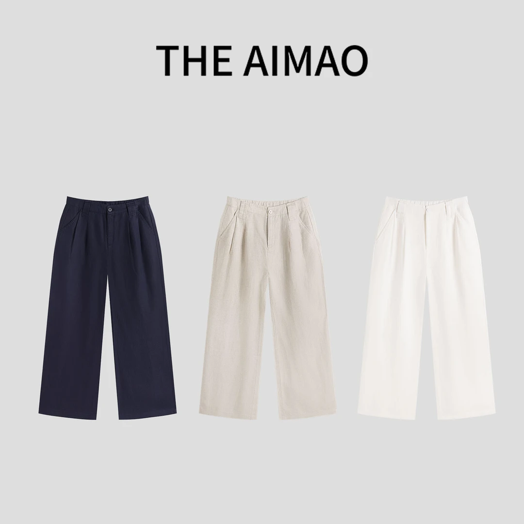 【THE AIMAO】“洒脱腔调”亚麻莱赛尔混纺凉感直筒休闲裤XYX82136