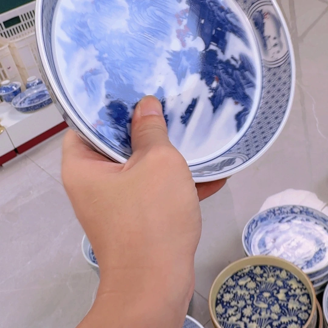 瓷片釉里红山水大壶乘景德镇