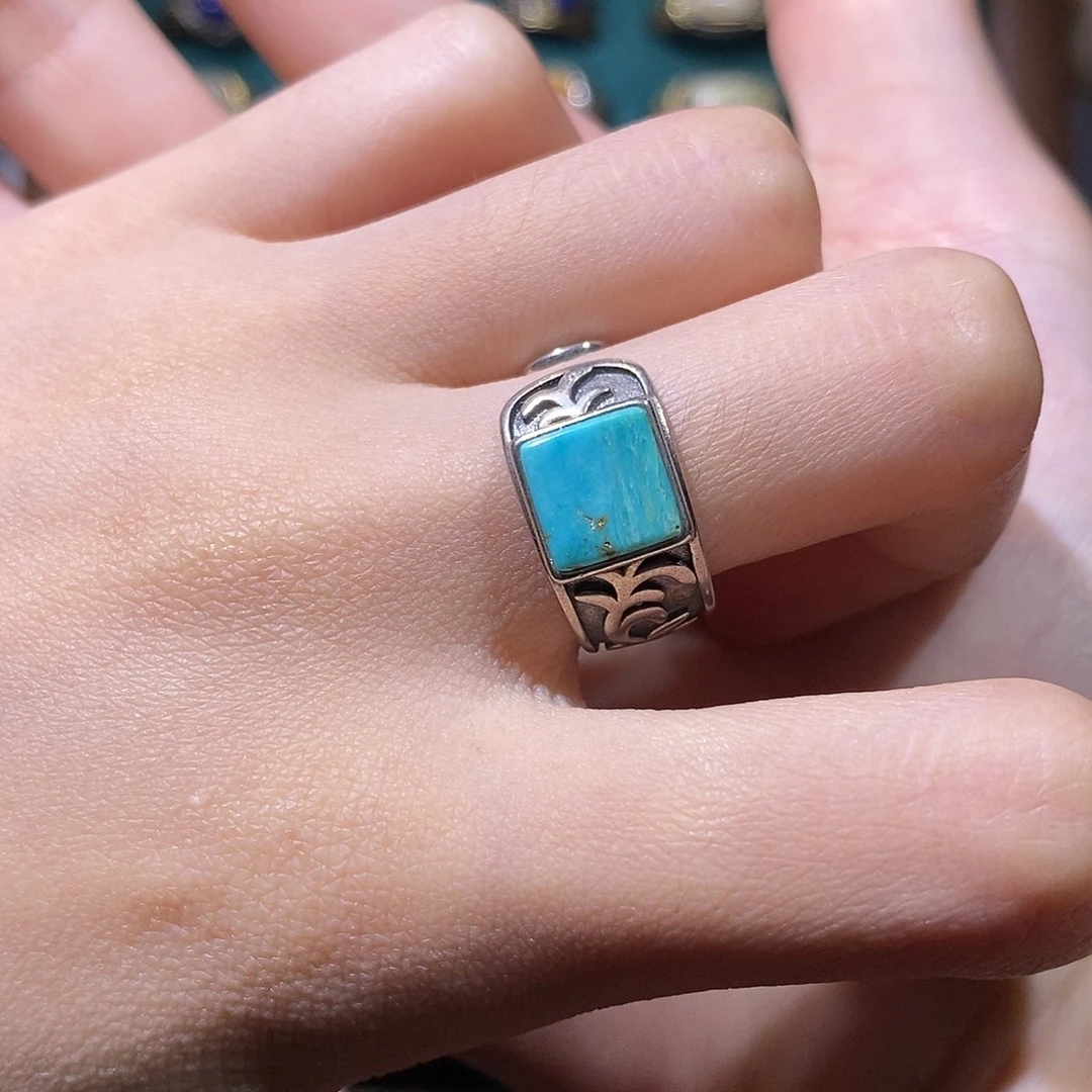 银S925镶嵌绿松石戒指绿松石戒指