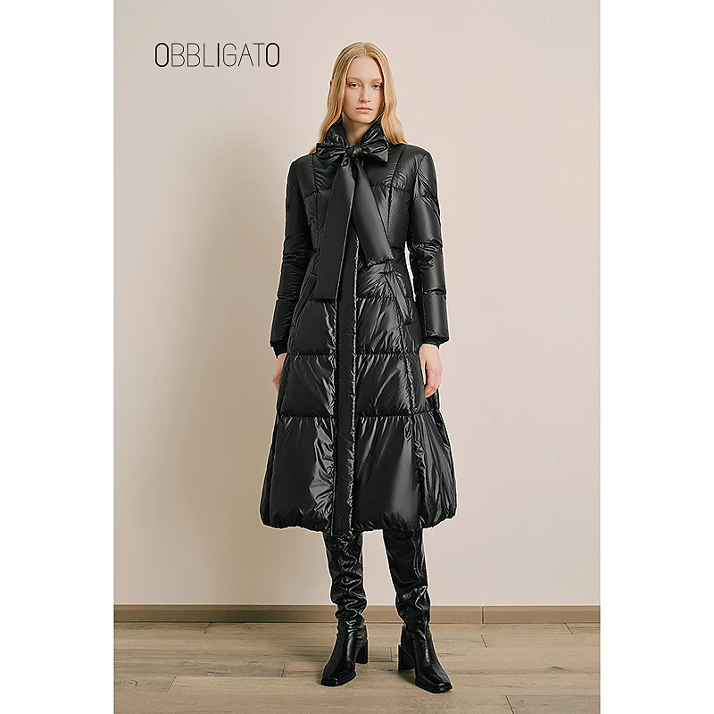 OBBLIGATO奥丽嘉朵秋冬1C34308520蝴蝶结飘带收腰羽
