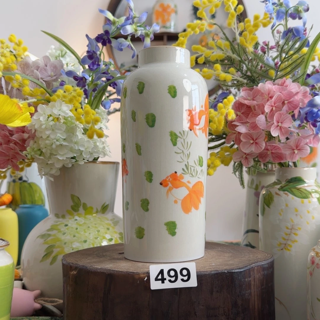 摆件景德镇陶瓷手绘小花瓶摆件无孔