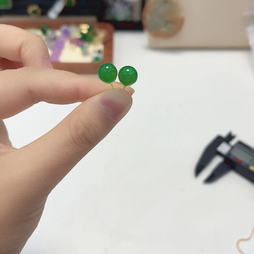 未镶嵌手绳翡翠耳钉