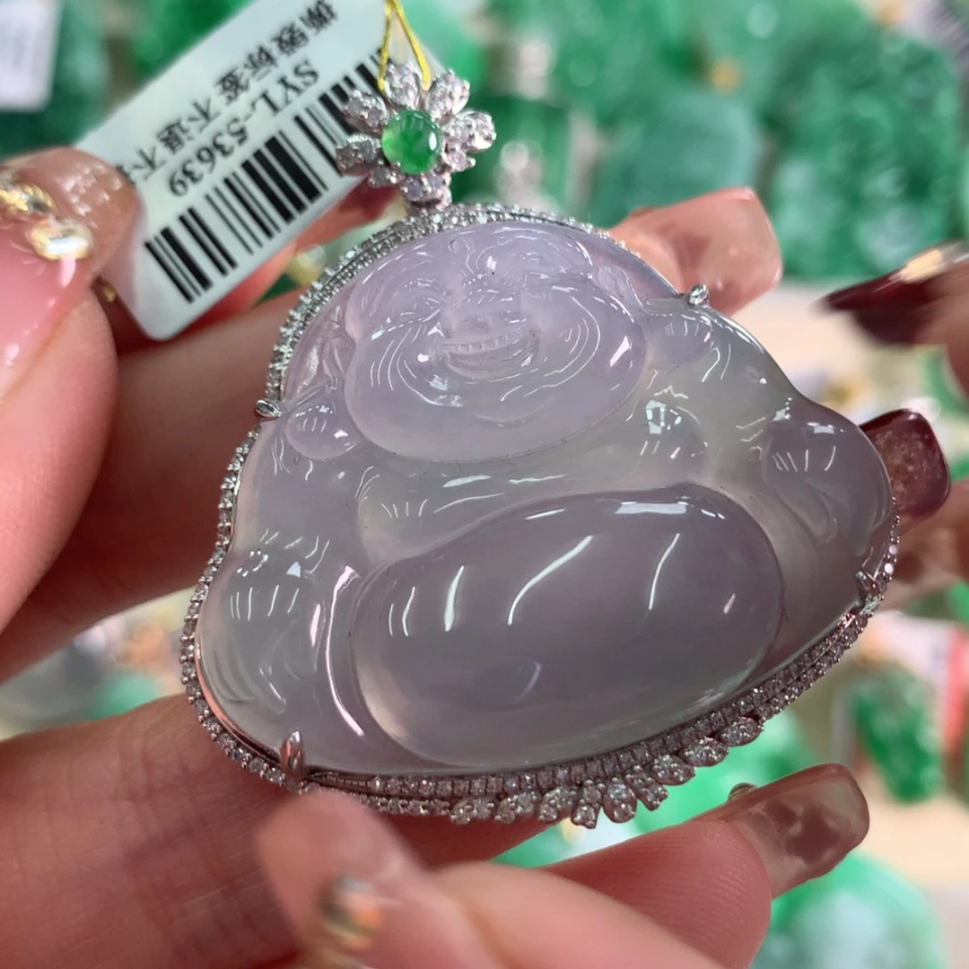 翡翠吊坠(不含链)18K金镶嵌