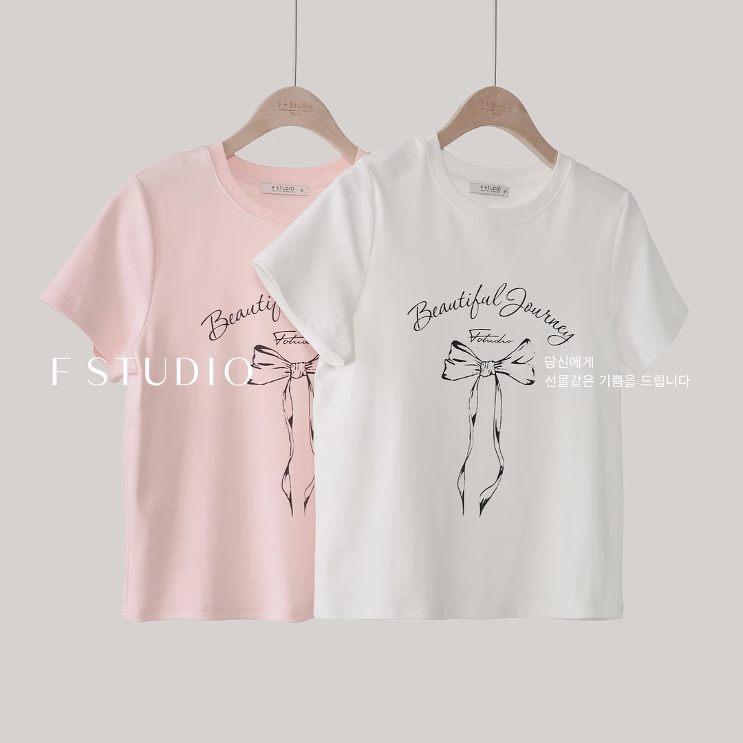 【粉色现】【甜妹氛围】FS505S044 logo印花T恤