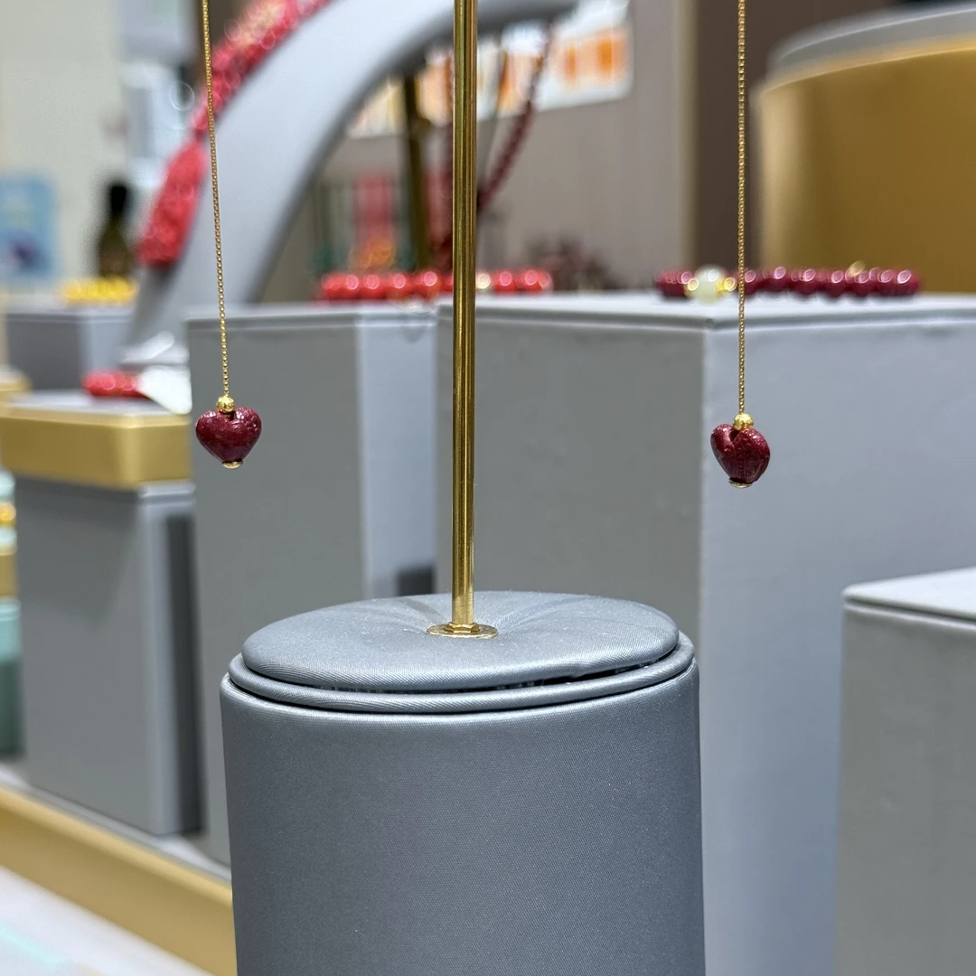 天然辰砂紫金砂耳环 新中式时尚