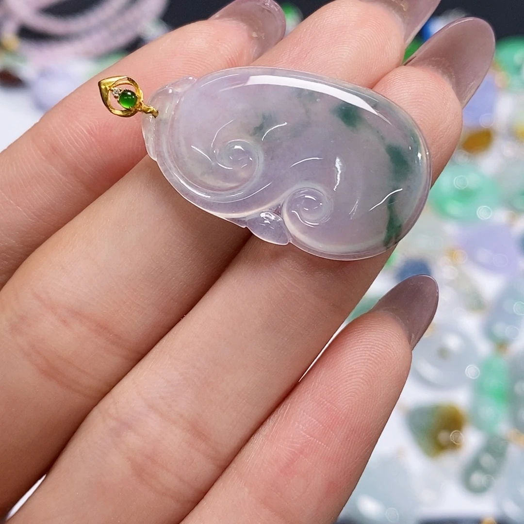 翡翠18K金镶嵌颈饰天然翡翠