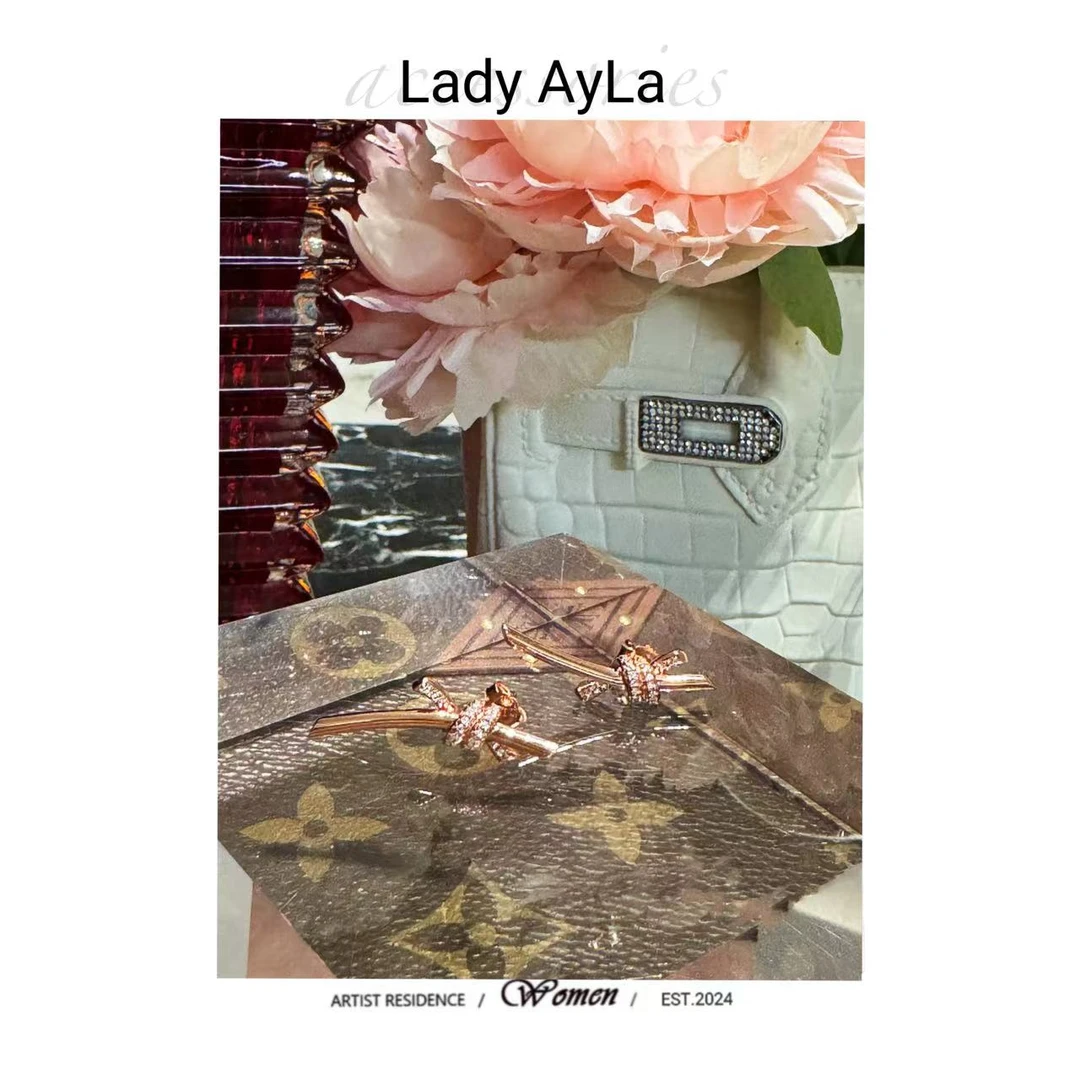 925银合成锆石耳饰  纽结闪锆时尚百搭耳钉AL323B