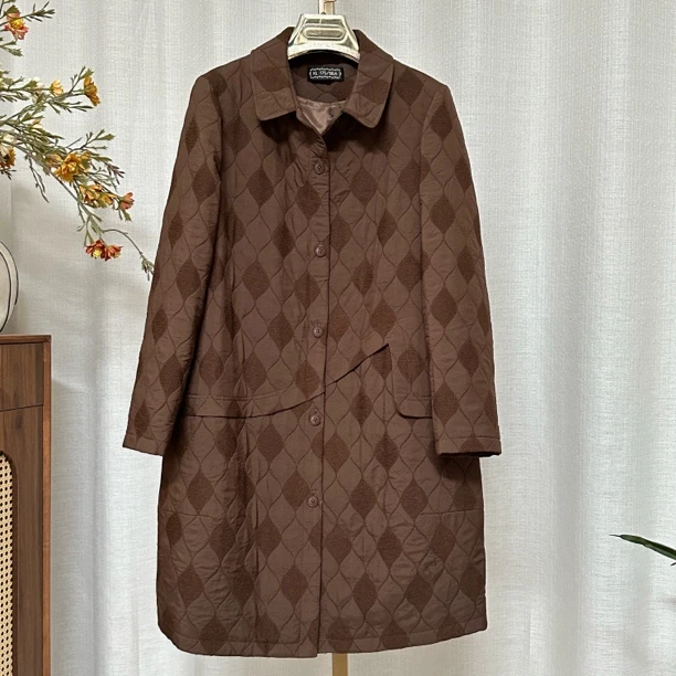 香唯海夫也秋季新款休闲时尚百搭加丝棉中长款风衣外套 A-25-0092