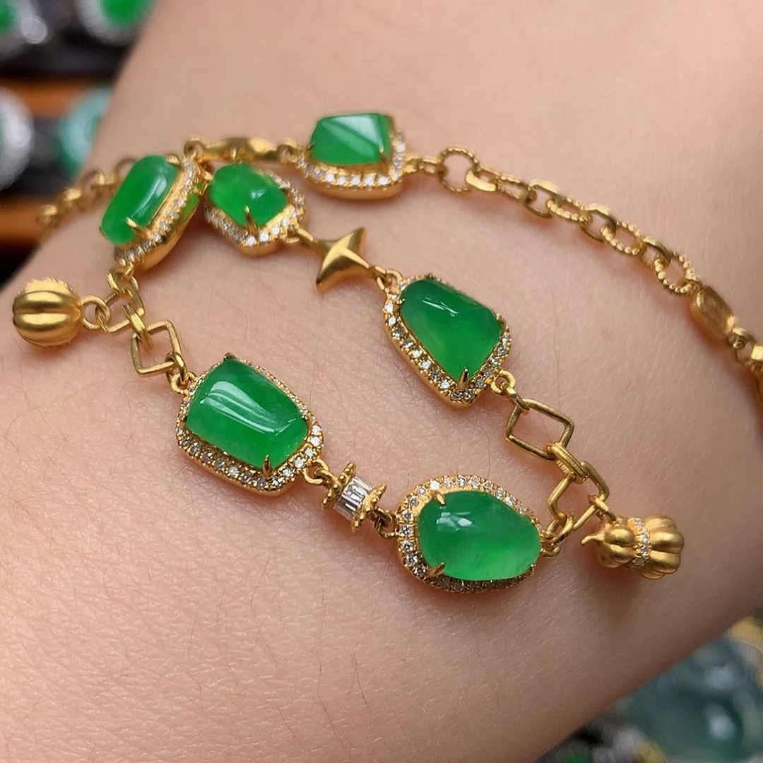 翡翠18K金镶嵌手链