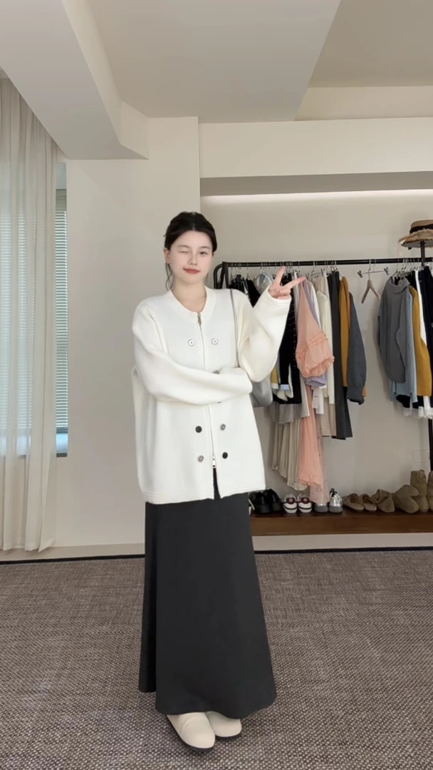 【妮妮专属】大码秋冬小香风气质小众设计感毛衣软糯针织衫开衫8065