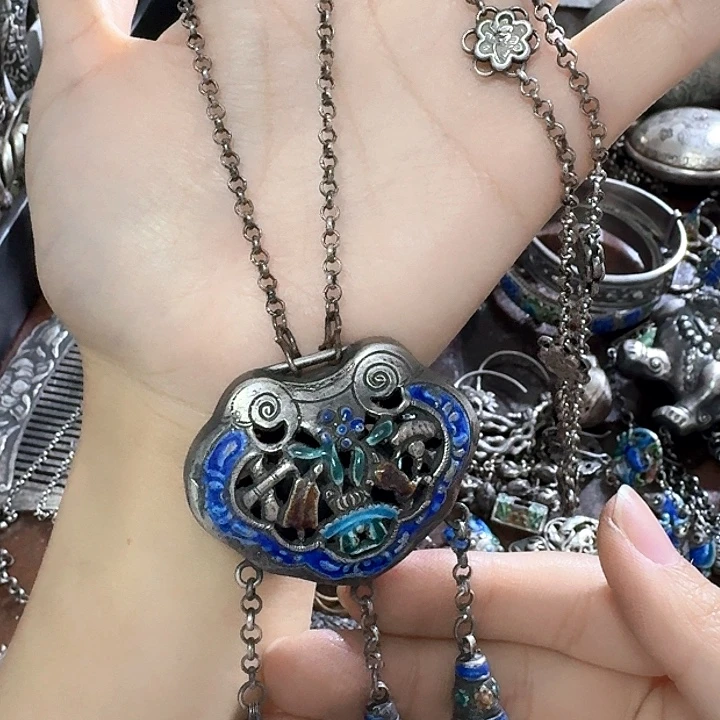 新***点无非金属非金属925银足银锁包一套