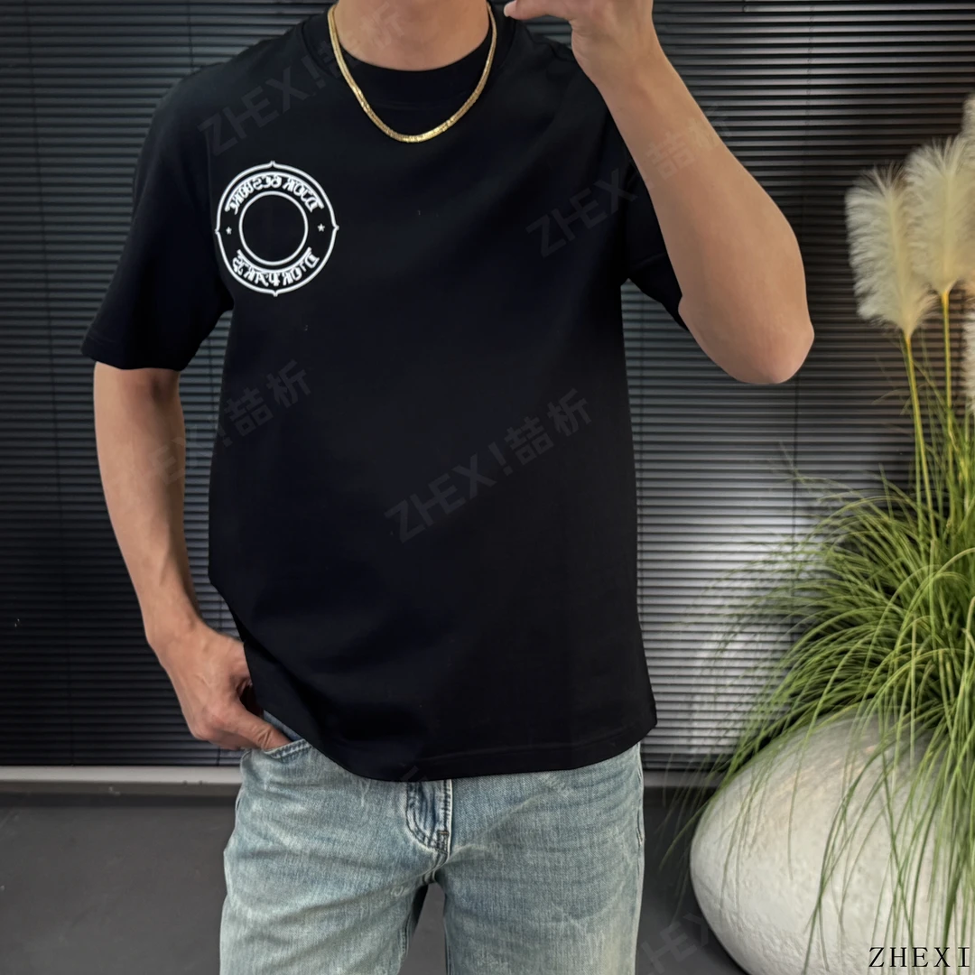 2025春夏新款印花微阔半袖高品质欧货男装休闲时尚