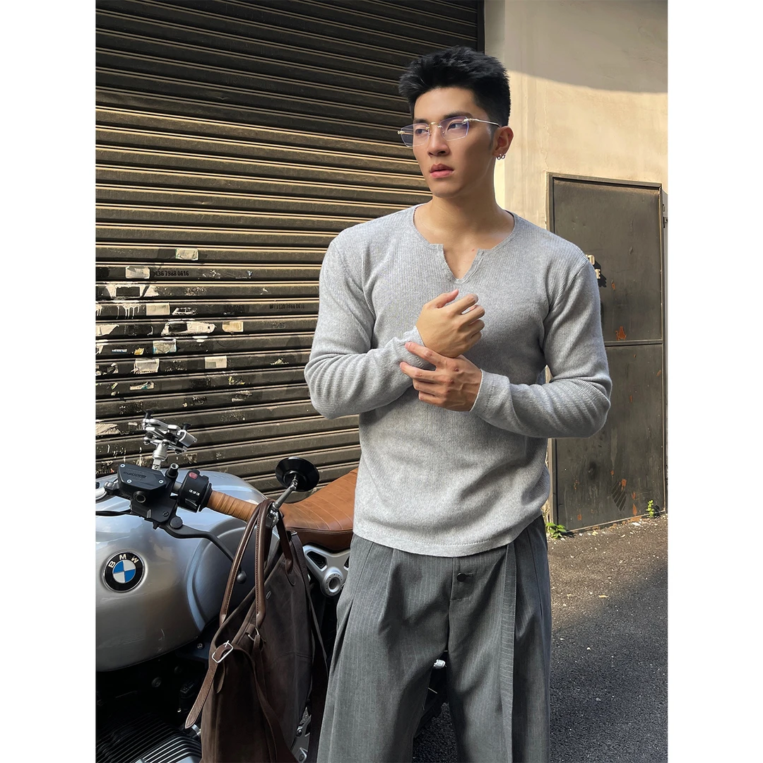 MASONSOUL通勤纯色老钱风cleanfit慵懒高级感针织衫毛衣男女上衣