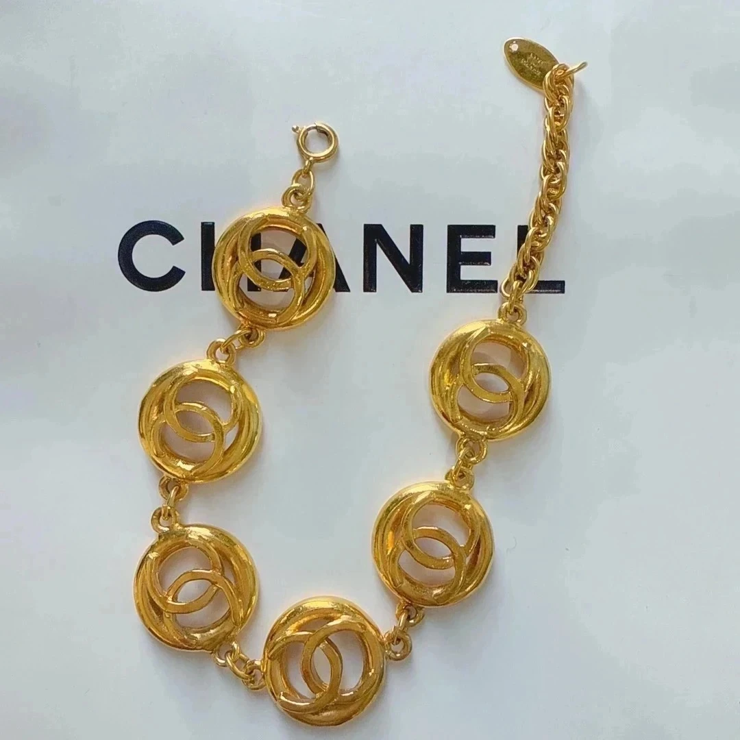 95新 Chanel/香奈儿 Chanel vintage香奈儿中古镂空双c手链
