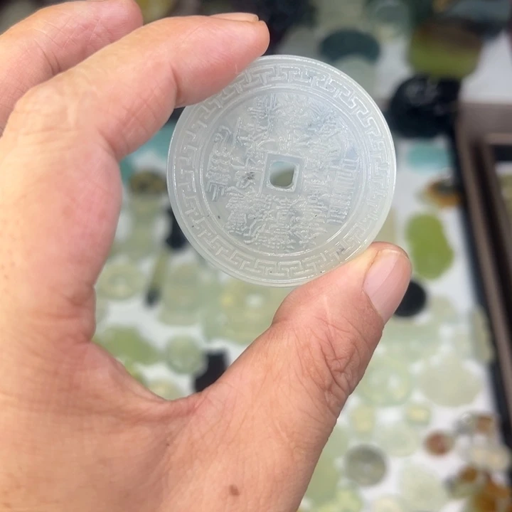 国***强岫玉未镶嵌颈饰白冰高品岫玉精品