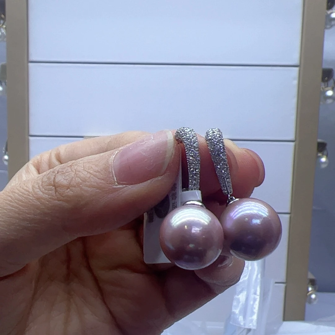 淡水珍珠耳饰银S925镶嵌