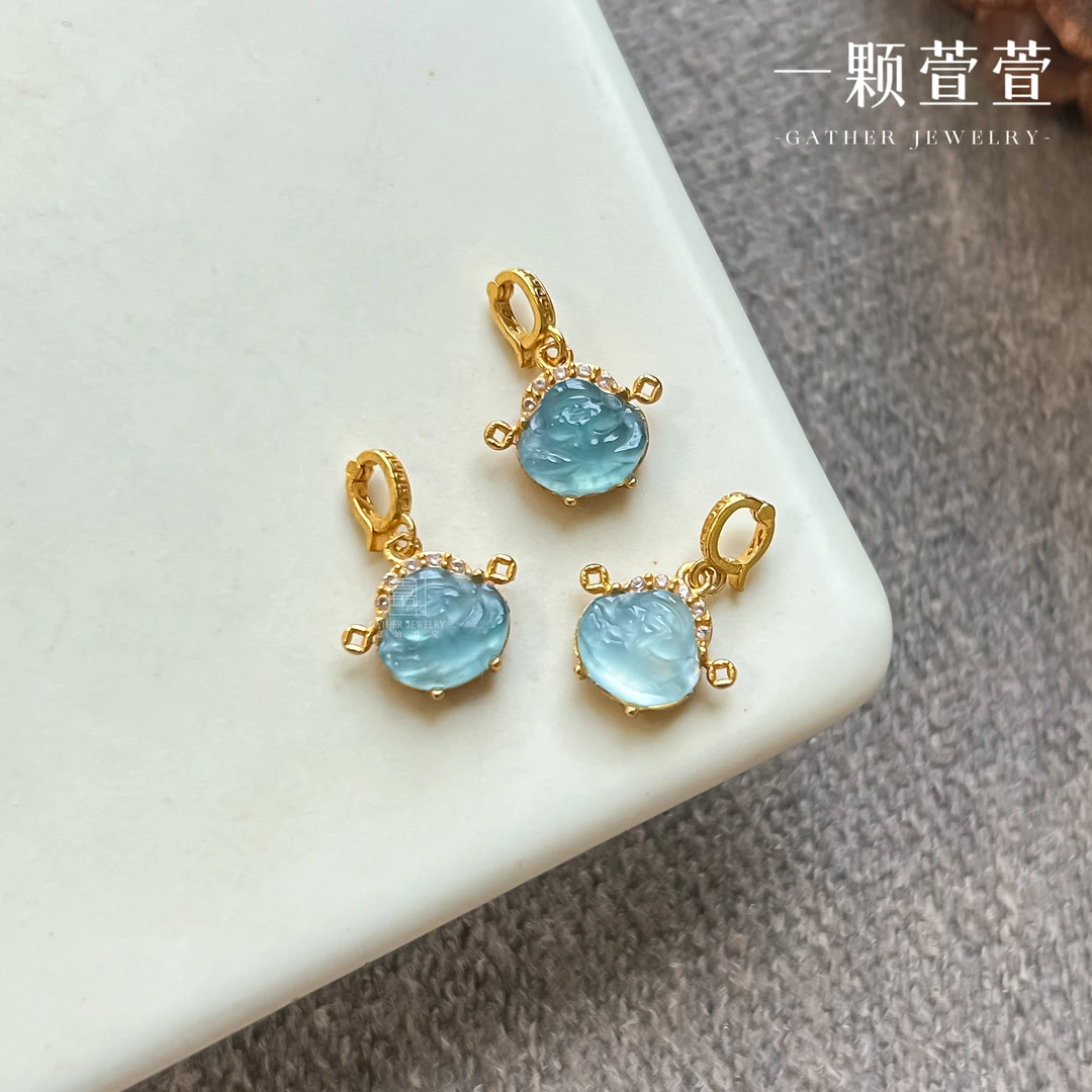 【小财神】一颗萱萱 翡翠银镶万能扣吊坠391197（多样性发其一）精美