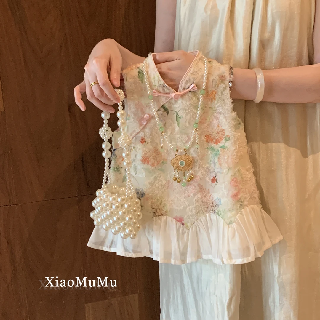 【现货】女童国风连衣裙夏天2025新款小童女宝宝洋气背心裙周岁旗袍