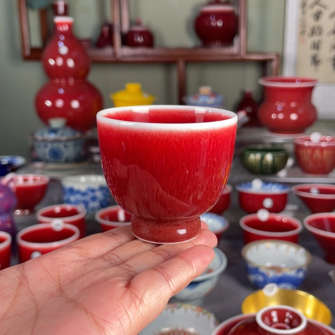 清欢雅玩原矿郎红品茗杯