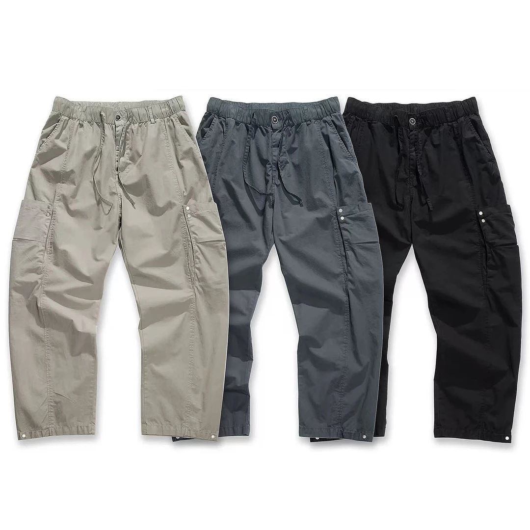 薄款户外纯棉工装休闲裤子男多功能立体口袋宽松直筒裤机能登山裤