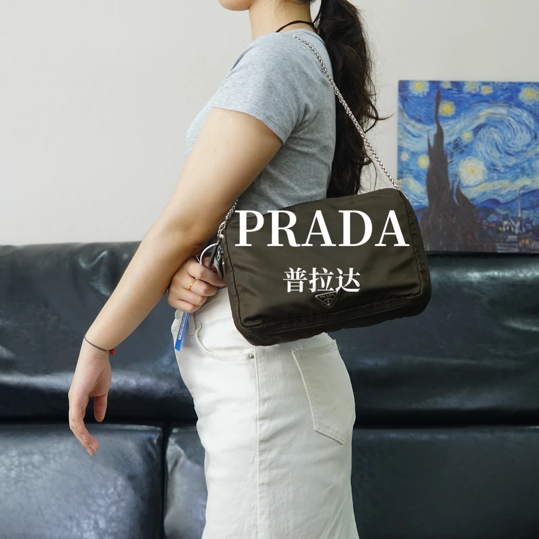 95新 Prada/普拉达 绿色相机单肩包/YW05626224/6224