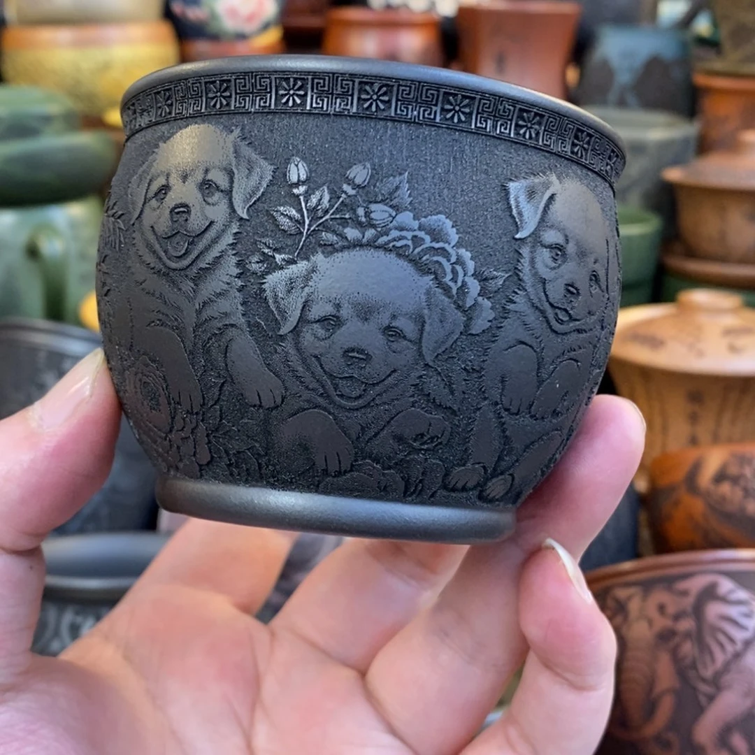 紫砂杯子宜兴全手工紫砂杯