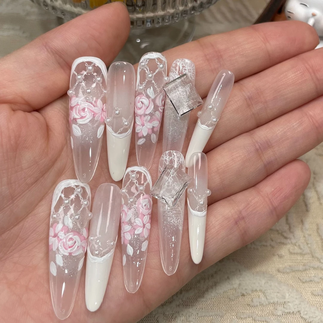 (山茶玫瑰）纯手绘穿戴甲