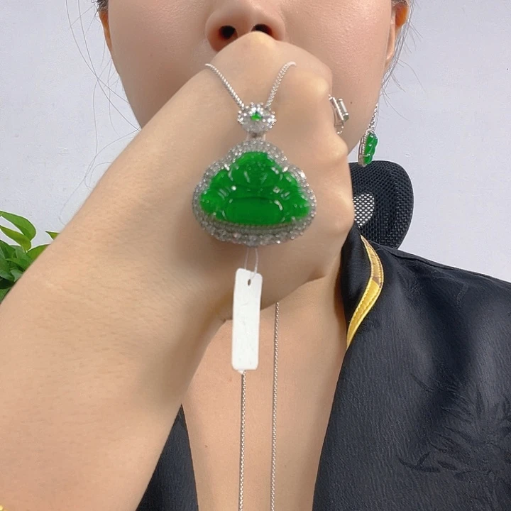 翡翠银S925镶嵌吊坠(不含链)