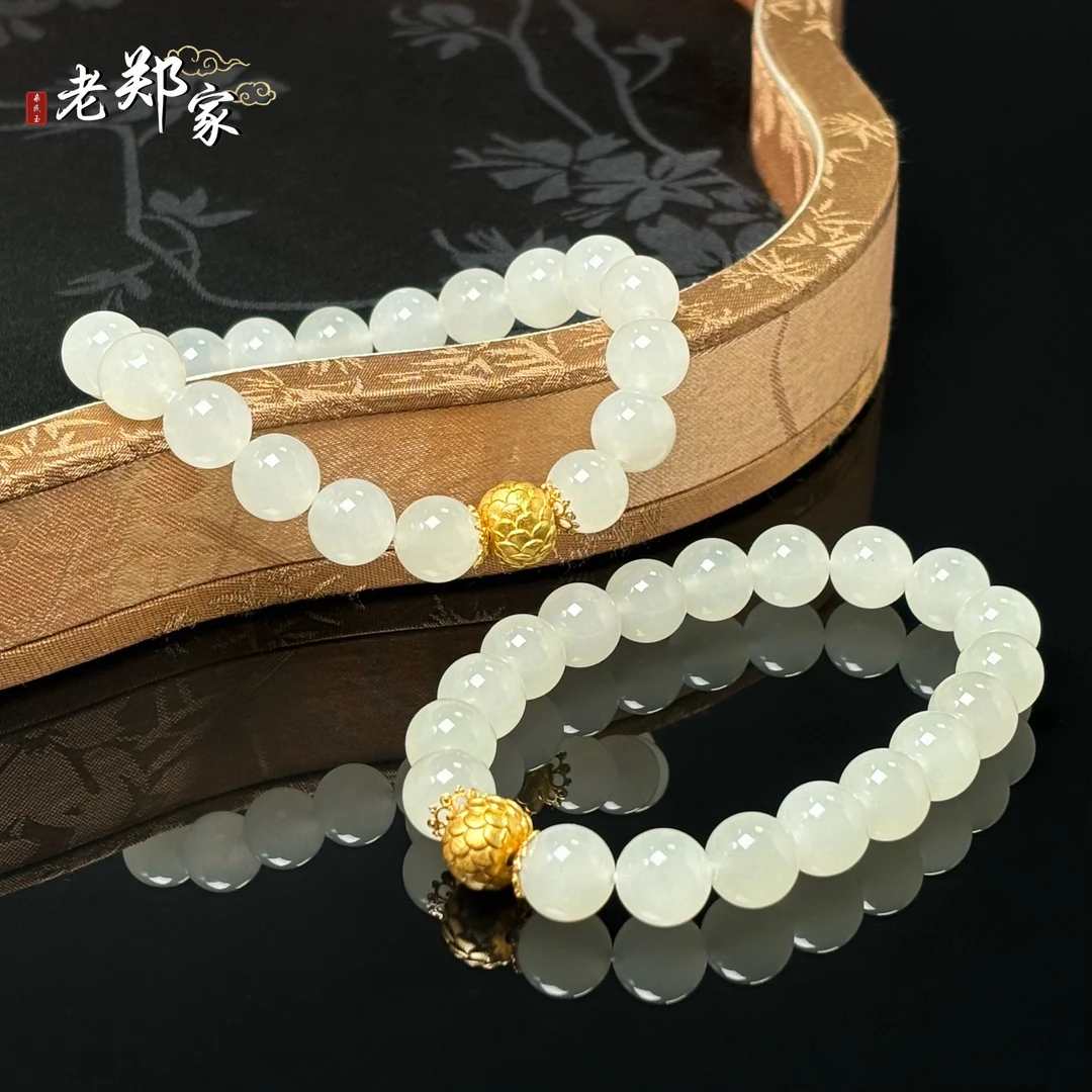 【老郑家】和田玉925银DIY手串 约9mm+ (多样性发一件) 1966