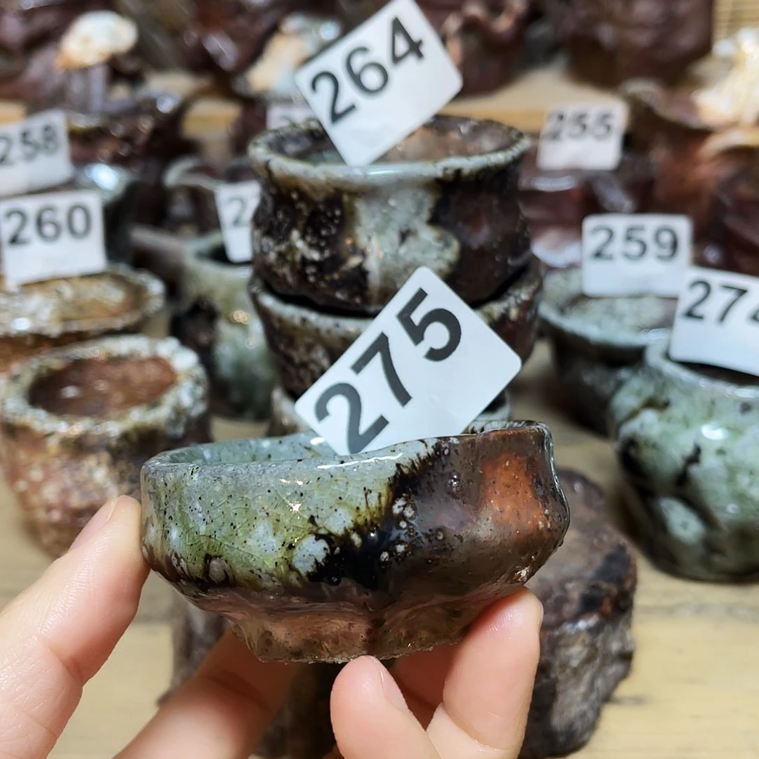 杯爱****）柴烧粗陶手捏杯