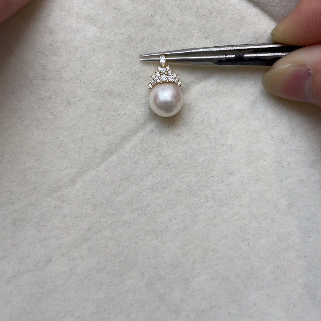 银S925镶嵌吊坠(不含链)海水珍珠