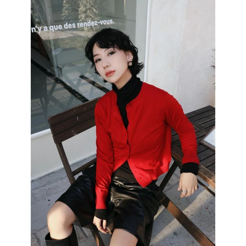 TT设计师【胭脂海棠】日系高级感松弛感美利奴羊毛针织衫TT191206