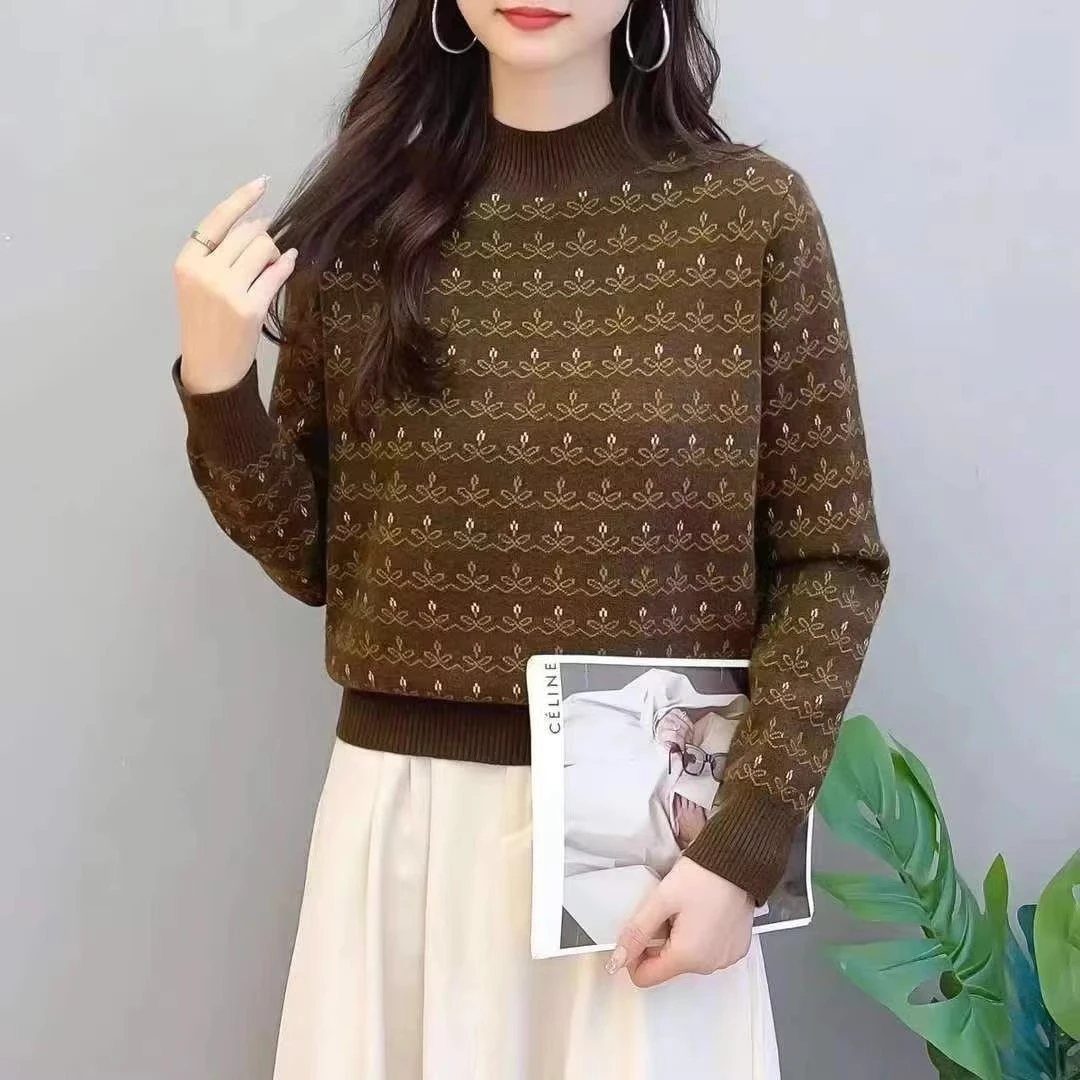 【蝶恋花】秋冬百搭女士长袖针织衫时尚显瘦休闲洋气