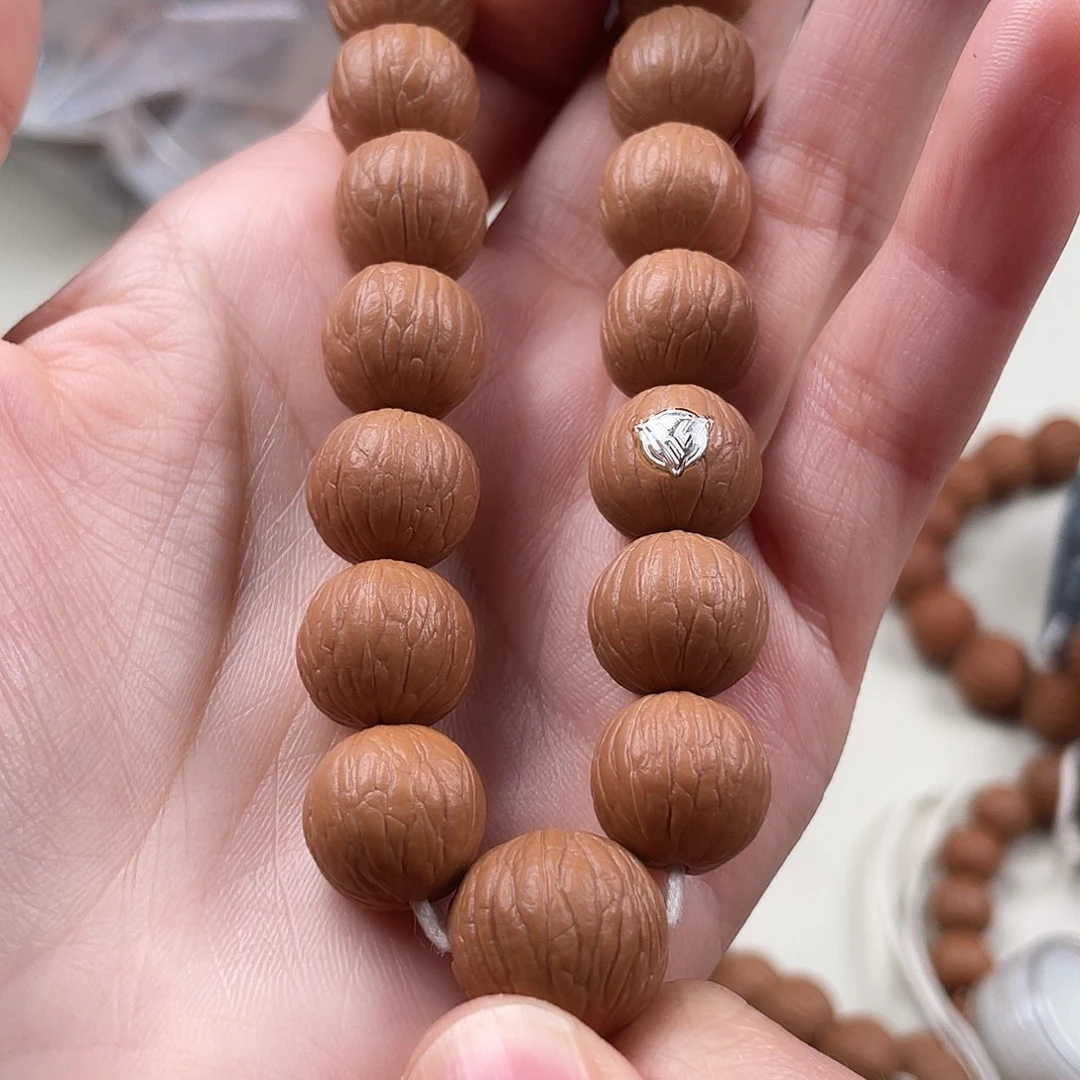 手串猴头核桃原皮聚宝盆14➕银标