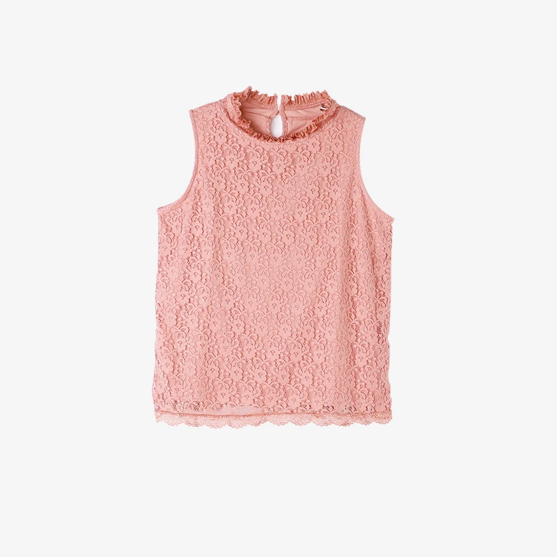 【MonTendre】 蕾丝款 N 夏季印花蕾丝边无袖背心上衣运动时尚通勤