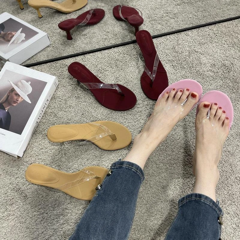 【DcSU正品】夹趾凉拖鞋女2023夏外穿夹脚人字拖透明细带圆头细