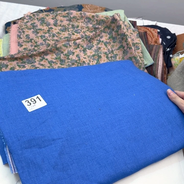 麻391蓝色色织纯亚麻1.5米按1.3