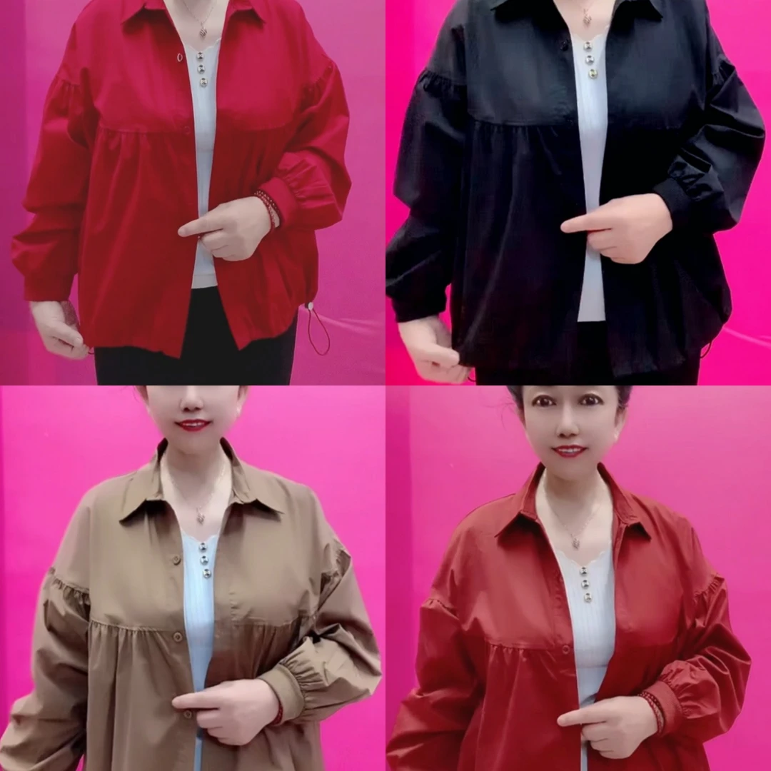 春秋时尚洋气抽绳开衫长袖衬衫宽松百搭显瘦休闲女装