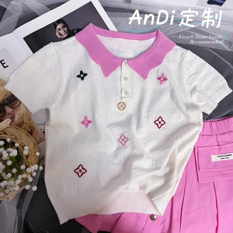 〖ANDI〗安迪订制女童夏季新款POLO翻领时尚半袖短袖4240