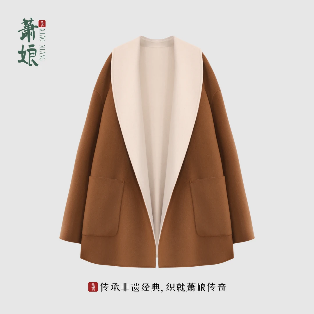 萧娘【山羊绒大衣】山羊绒大衣女短款中长款外披秋冬款外套3010