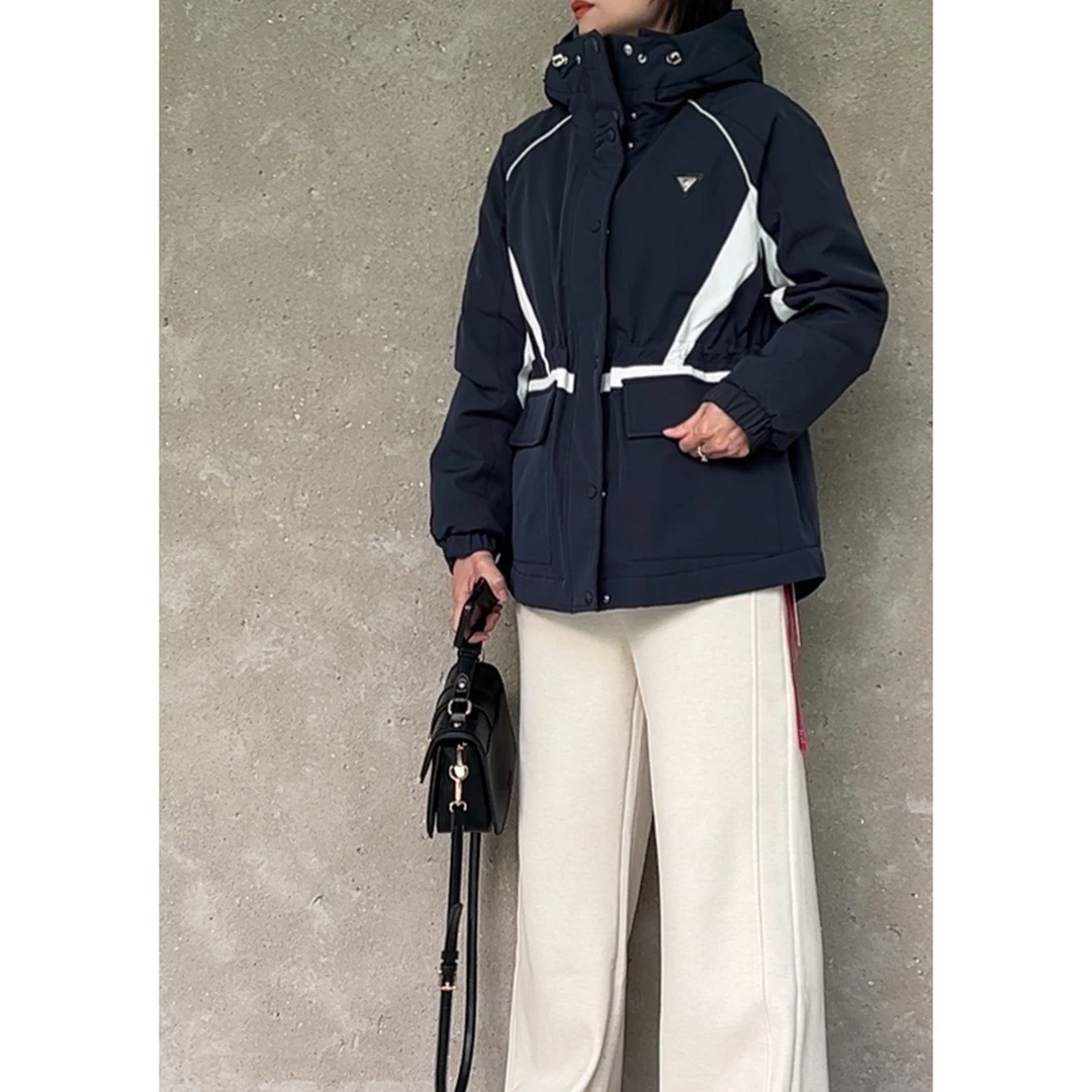 韩版时尚中长款工装收腰高级时尚加厚防风外套63199